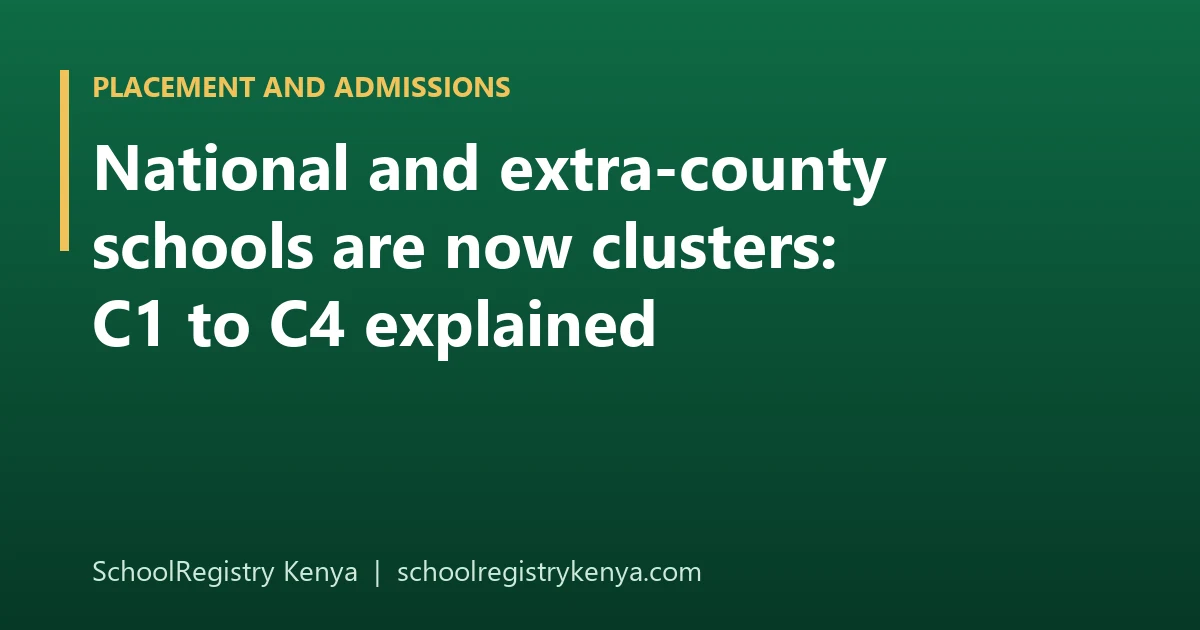 Four stacked blocks labelled C1 to C4 showing senior school clusters in Kenya
