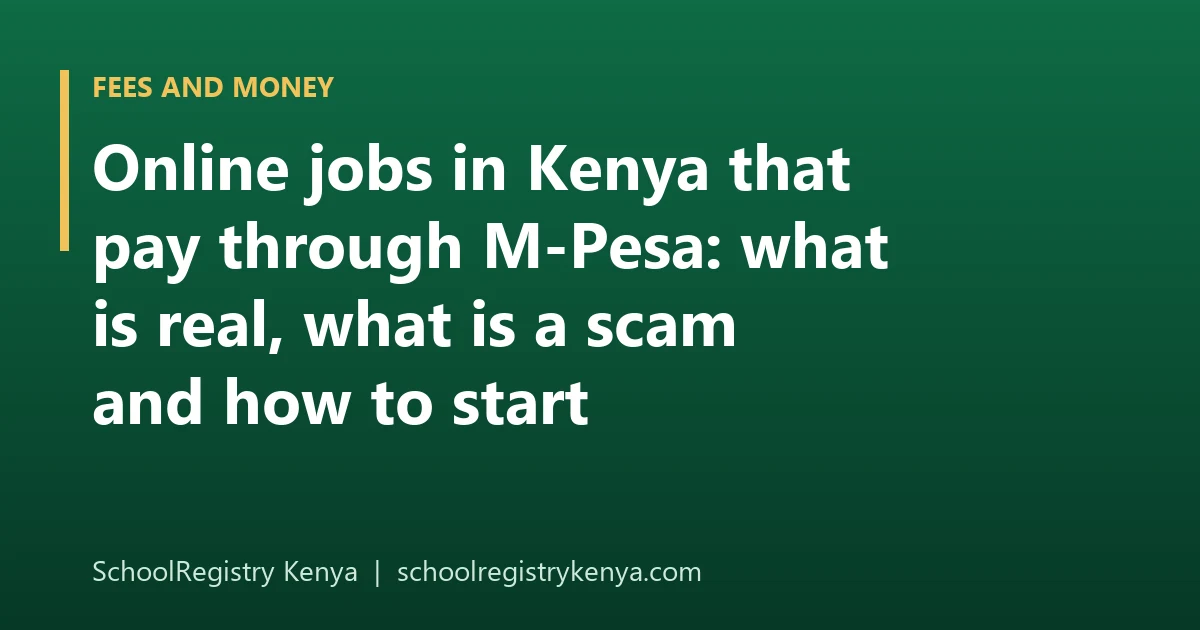 A phone showing an M-Pesa message beside a laptop, for an article on online jobs in Kenya