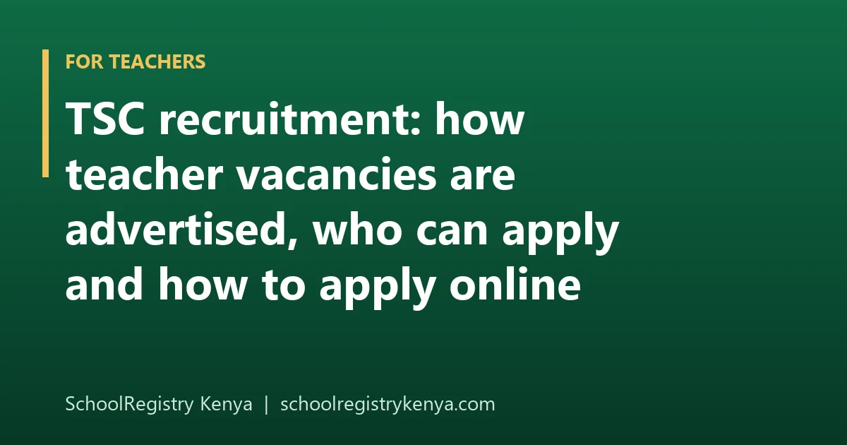 The Teachers Online portal page used for TSC teacher recruitment applications